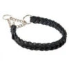 KLIN Braided Leather Collar With Chain -Dog Supplies Store Braided Collar Chain BlackChrome