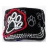Rhinestone Cadet Hat Paw Print Black/red Trim -Dog Supplies Store Cap PawPrint Black Red Rhinestone