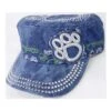 Rhinestone Cadet Cap - Classic Paw - Splash Dark Denim -Dog Supplies Store Cap PawPrint Denim
