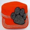 Cadet Hat Paw Print Orange With Rhinestone