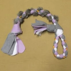 Puppy Tug Made Of Fleece And Cord With Rabbit Fur, Various Colors -Dog Supplies Store FleeceTug Fur Lavender