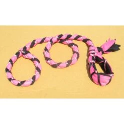 Hand Braided Dog Tug Leash With Slip Collar, Fleece And Paracord For Walking, Agility Or Flyball Pink Over Black With Pink Camouflage