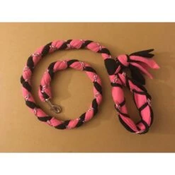 Hand Braided Dog Tug Leash With Clasp, Fleece And Paracord For Walking, Agility Or Flyball Pink Over Black With Pink Camouflage