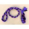 Hand Braided Dog Tug Leash With Slip Collar, Fleece And Paracord For Walking, Agility Or Flyball Purple Over Black With Fuchsia