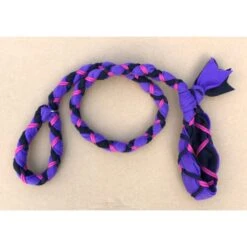 Hand Braided Dog Tug Leash With Slip Collar, Fleece And Paracord For Walking, Agility Or Flyball Purple Over Black With Fuchsia