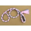 Hand Braided Dog Tug Leash With Slip Collar, Fleece And Paracord For Walking, Agility Or Flyball Baby Pink Over Gray With White/Black