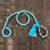Hand Braided Dog Tug Leash With Slip Collar, Fleece And Paracord For Walking, Agility Or Flyball Turquoise Over Beige With Silver And Brown -Dog Supplies Store IMG 7071