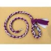 Hand Braided Dog Tug Leash With Clasp, Fleece And Paracord For Walking, Agility Or Flyball Plum Over Gray With White And Purple