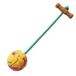KLIN Solid Rubber Ball On A Rope With Wooden Handle