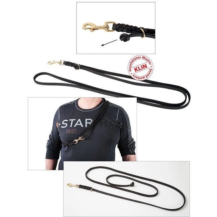 KLIN Soft Leather Leash, 3 Functions, 12mm 3 KLIN Soft Leather Leash, 3 Functions, 12mm